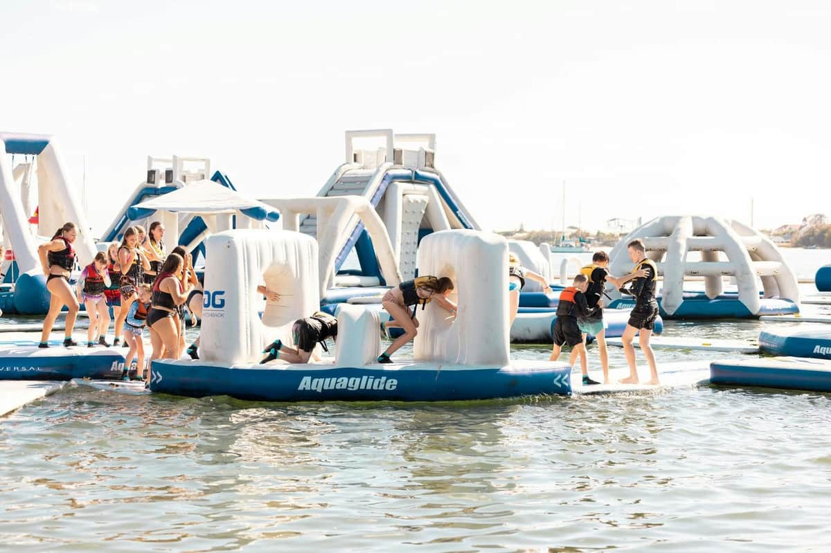Everyone playing at the Aqua Park