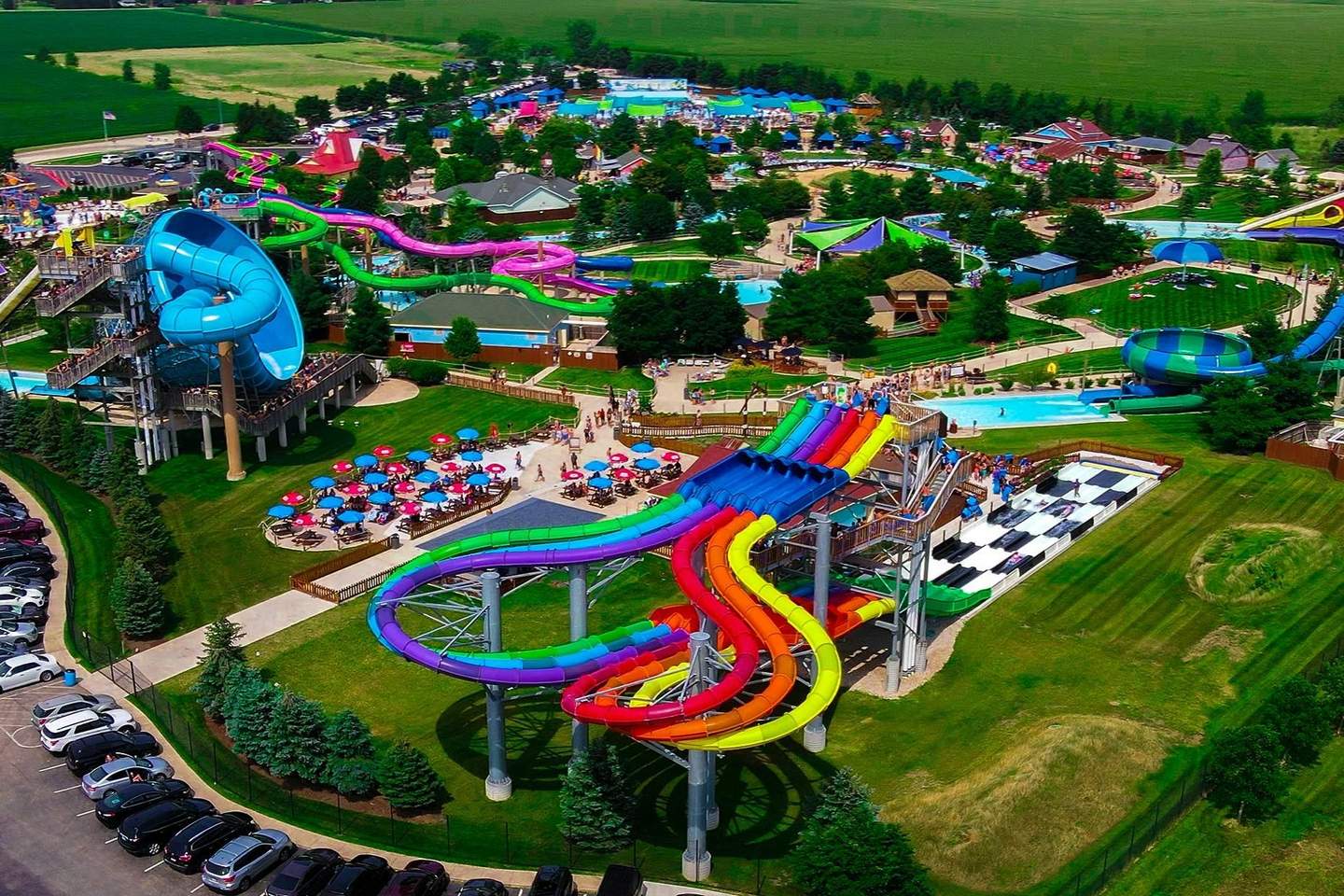 Aerial view of Raging Waves Waterpark